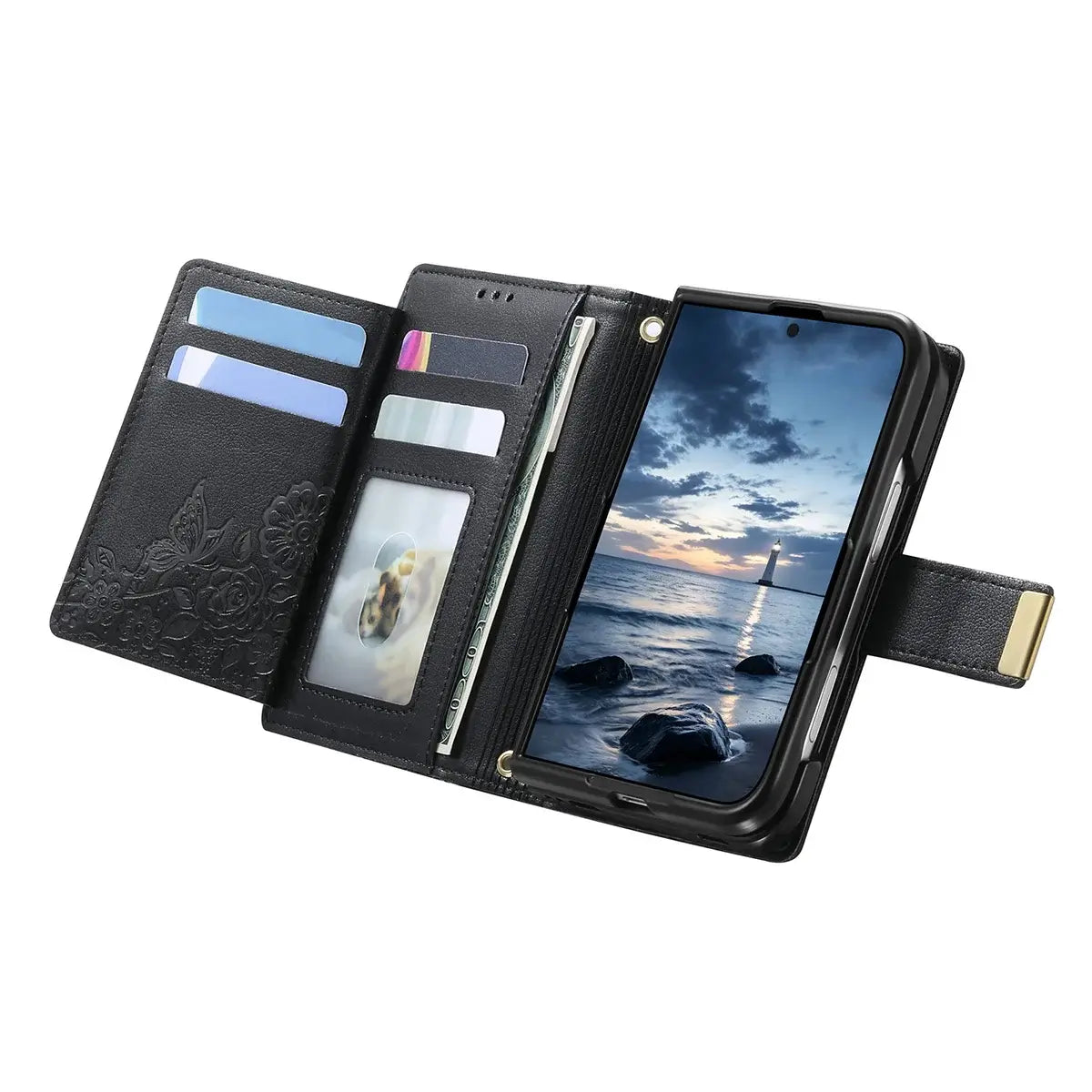 Buy Vegan Leather Flip Case with Multi-Card Slots, Zipper Pocket, Hands-Free Kickstand & Drop-Resistant Defense - MAVE at Caseles-iPhone Ultra, Purple