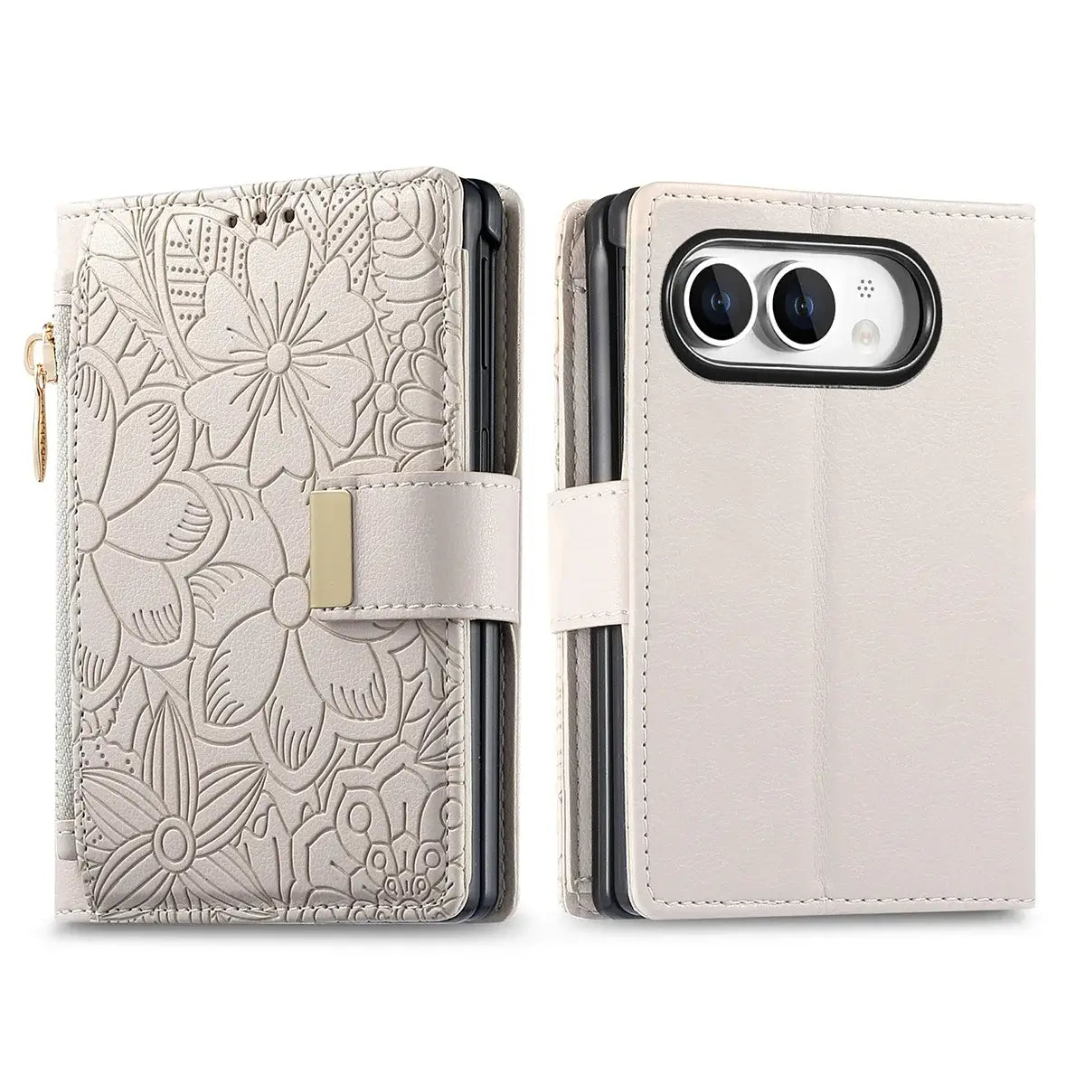 Buy Vegan Leather Flip Case with Multi-Card Slots, Zipper Pocket, Hands-Free Kickstand & Drop-Resistant Defense - MAVE at Caseles-iPhone Ultra, Purple