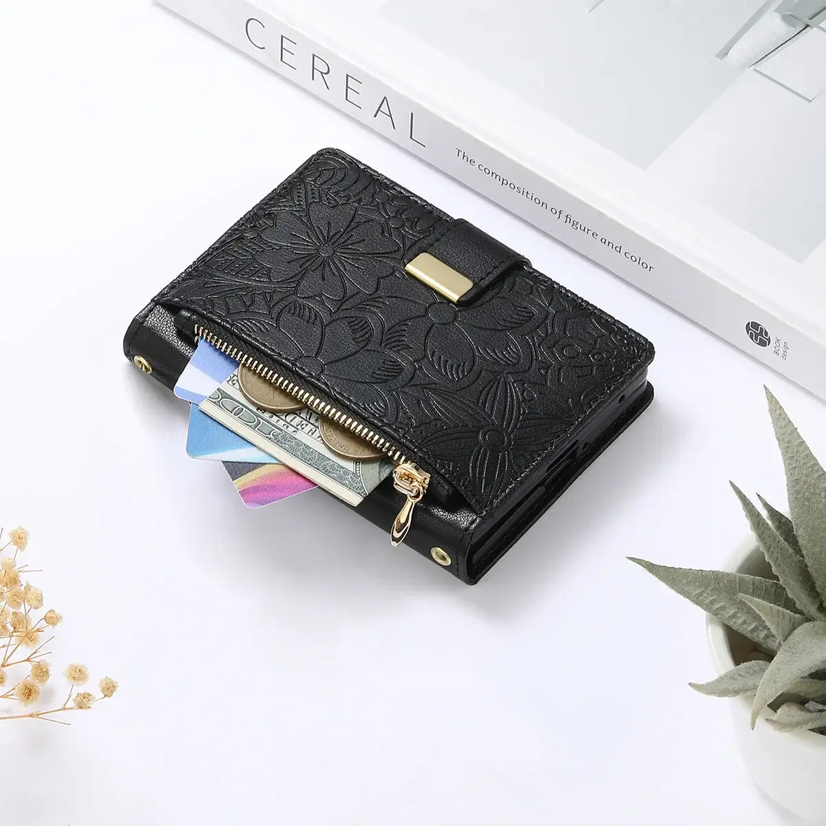 Buy Vegan Leather Flip Case with Multi-Card Slots, Zipper Pocket, Hands-Free Kickstand & Drop-Resistant Defense - MAVE at Caseles-iPhone Ultra, Purple