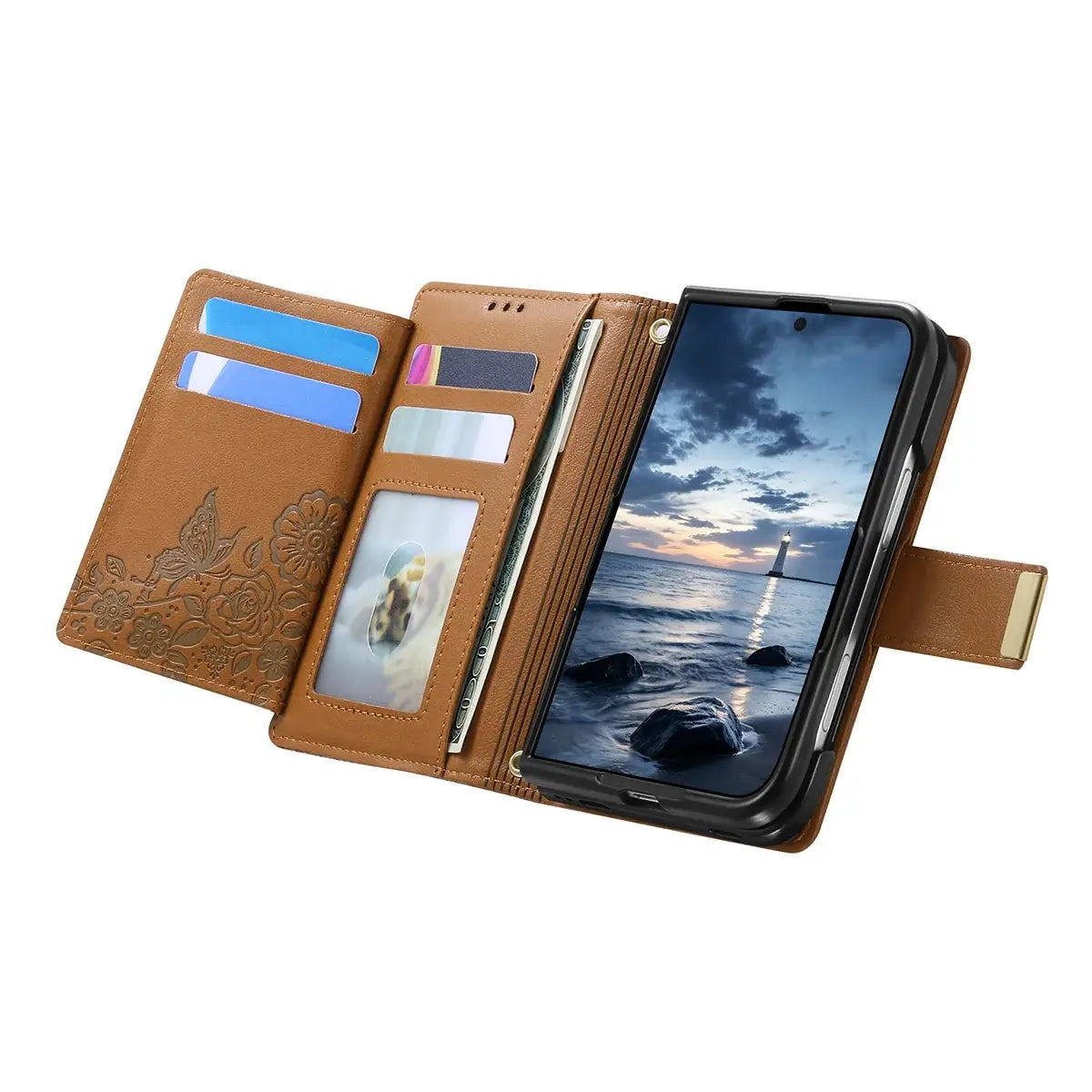 Buy Vegan Leather Flip Case with Multi-Card Slots, Zipper Pocket, Hands-Free Kickstand & Drop-Resistant Defense - MAVE at Caseles-iPhone Ultra, Purple