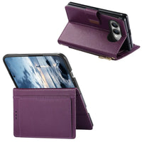 Buy Vegan Leather Flip Case with Multi-Card Slots, Zipper Pocket, Hands-Free Kickstand & Drop-Resistant Defense - MAVE at Caseles-iPhone Ultra, Purple