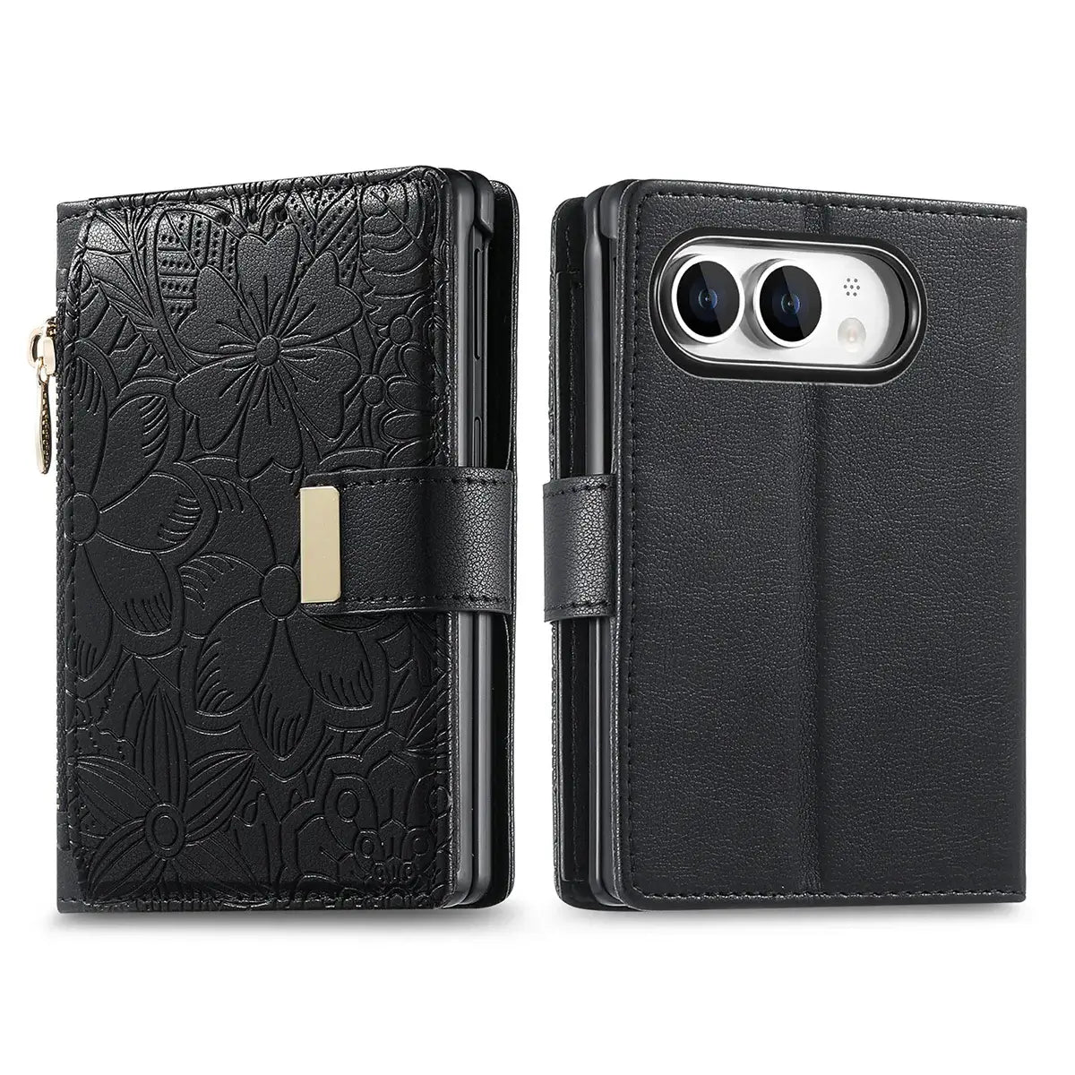 Buy Vegan Leather Flip Case with Multi-Card Slots, Zipper Pocket, Hands-Free Kickstand & Drop-Resistant Defense - MAVE at Caseles-iPhone Ultra, Purple