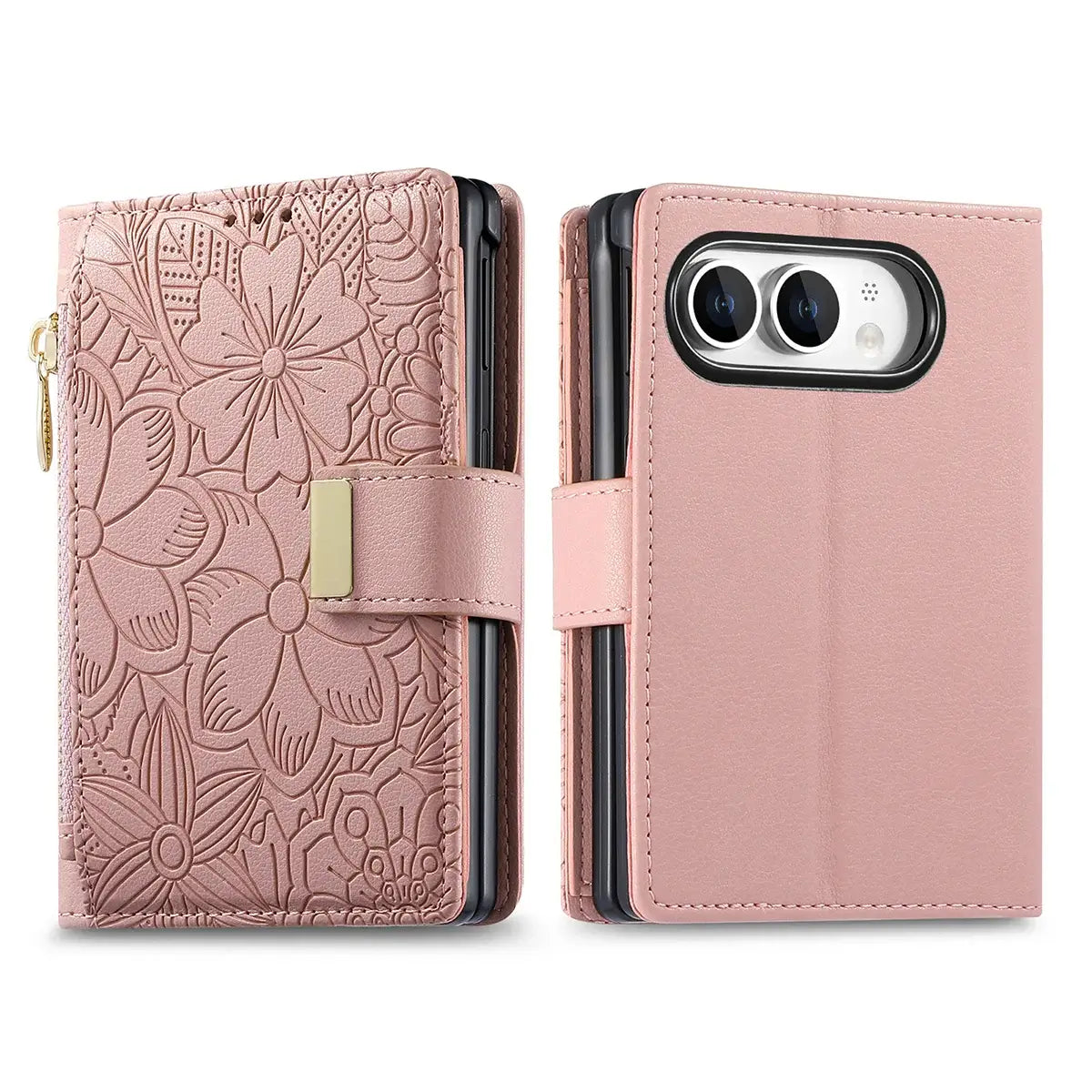 Buy Vegan Leather Flip Case with Multi-Card Slots, Zipper Pocket, Hands-Free Kickstand & Drop-Resistant Defense - MAVE at Caseles-iPhone Ultra, Purple