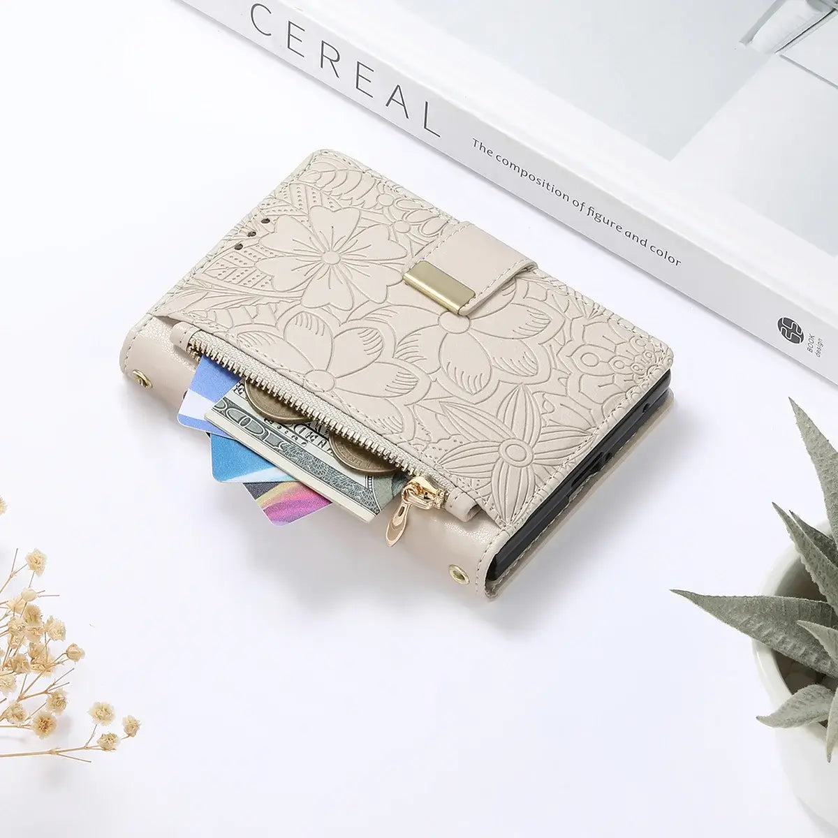 Buy Vegan Leather Flip Case with Multi-Card Slots, Zipper Pocket, Hands-Free Kickstand & Drop-Resistant Defense - MAVE at Caseles-iPhone Ultra, Purple