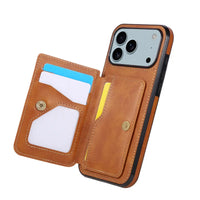 Buy Leather Wallet Case for iPhone with 4 Card Holder, RFID Protection & Car Mount Ready - MAVERICK at Caseles-iPhone 17 Pro Max, Brown