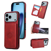 Buy Leather Wallet Case for iPhone with 4 Card Holder, RFID Protection & Car Mount Ready - MAVERICK at Caseles-iPhone 17 Pro Max, Brown