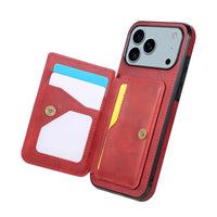 Buy Leather Wallet Case for iPhone with 4 Card Holder, RFID Protection & Car Mount Ready - MAVERICK at Caseles-iPhone 17 Pro Max, Brown