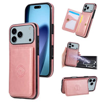 Buy Leather Wallet Case for iPhone with 4 Card Holder, RFID Protection & Car Mount Ready - MAVERICK at Caseles-iPhone 17 Pro Max, Brown