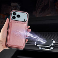 Buy Leather Wallet Case for iPhone with 4 Card Holder, RFID Protection & Car Mount Ready - MAVERICK at Caseles-iPhone 17 Pro Max, Brown