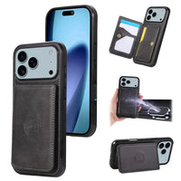 Buy Leather Wallet Case for iPhone with 4 Card Holder, RFID Protection & Car Mount Ready - MAVERICK at Caseles-iPhone 17 Pro Max, Brown