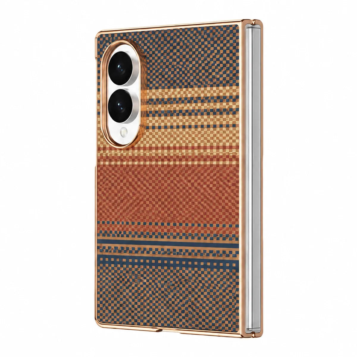 Buy Luxury Electroplated Frame Case with Kevlar-Weave Texture, Strong Magnetic Array & Built-In 360° Screen Protection - MAX at Caseles-Samsung Galaxy Z Fold 8, Brown