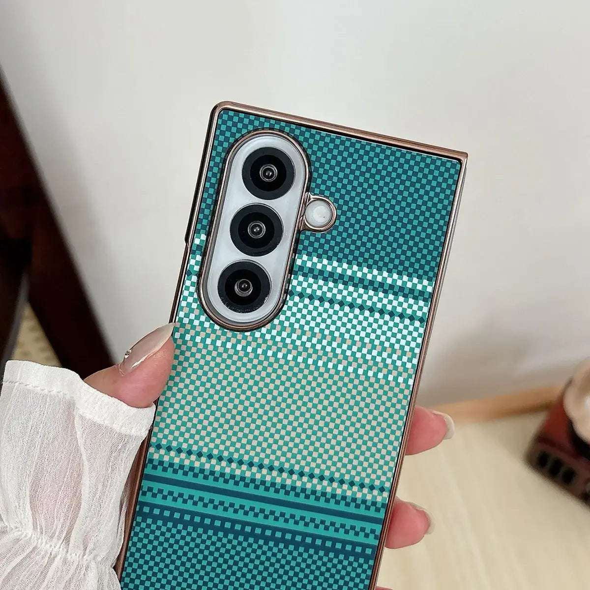 Buy Luxury Electroplated Frame Case with Kevlar-Weave Texture, Strong Magnetic Array & Built-In 360° Screen Protection - MAX at Caseles-Samsung Galaxy Z Fold 8 Ultra, Green