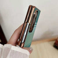Buy Luxury Electroplated Frame Case with Kevlar-Weave Texture, Strong Magnetic Array & Built-In 360° Screen Protection - MAX at Caseles-Samsung Galaxy Z Fold 8 Ultra, Green