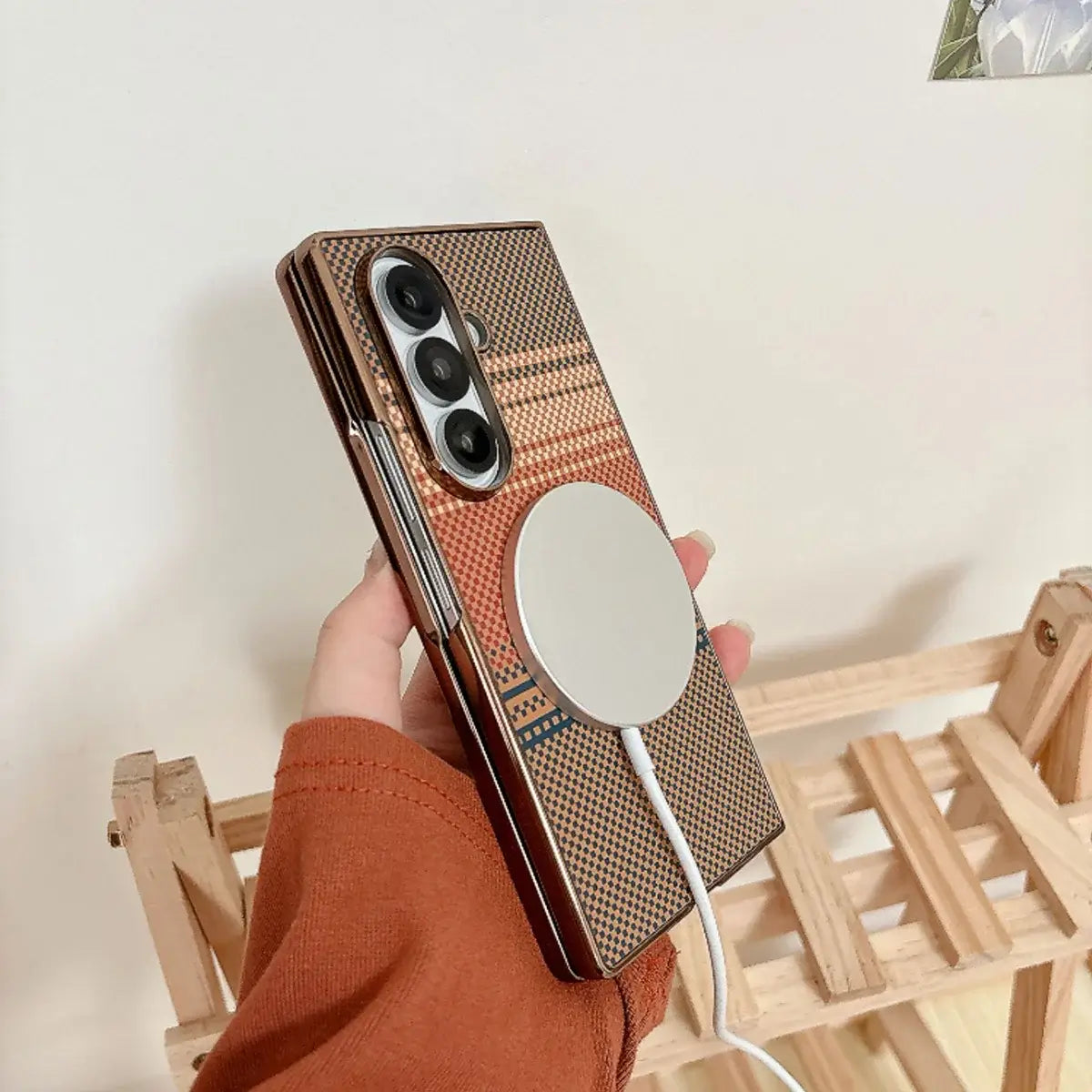 Buy Luxury Electroplated Frame Case with Kevlar-Weave Texture, Strong Magnetic Array & Built-In 360° Screen Protection - MAX at Caseles-Samsung Galaxy Z Fold 8 Ultra, Green