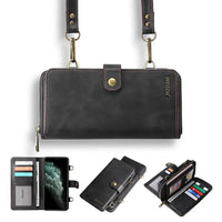 Buy Classic Crossbody Detachable Magnetic Wallet Phone Case For Pixel Phone, High Capacity with Strap - MELON at Caseles-Google Pixel 9 Pro XL, Melon-Black