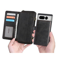 Buy Classic Crossbody Detachable Magnetic Wallet Phone Case For Pixel Phone, High Capacity with Strap - MELON at Caseles-Google Pixel 9 Pro XL, Melon-Brown