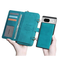 Buy Classic Crossbody Detachable Magnetic Wallet Phone Case For Pixel Phone, High Capacity with Strap - MELON at Caseles-Google Pixel 9 Pro XL, Melon-Brown