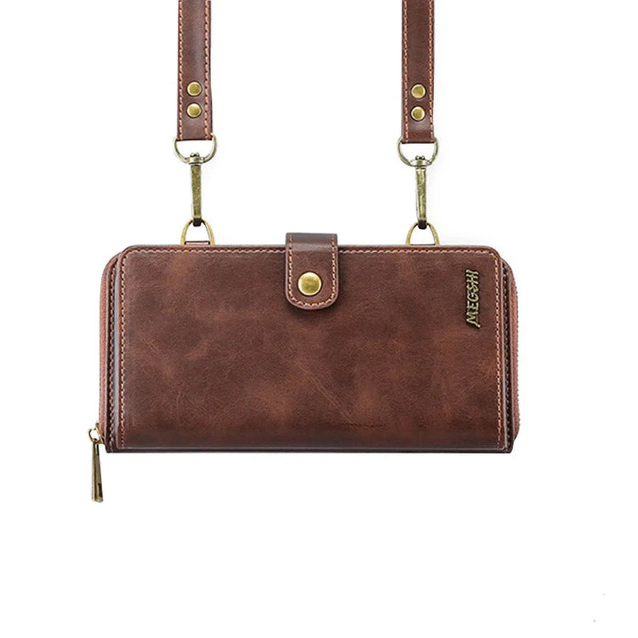 Buy Classic Crossbody Detachable Magnetic Wallet Phone Case For Pixel Phone, High Capacity with Strap - MELON at Caseles-Google Pixel 9 Pro XL, Melon-Brown