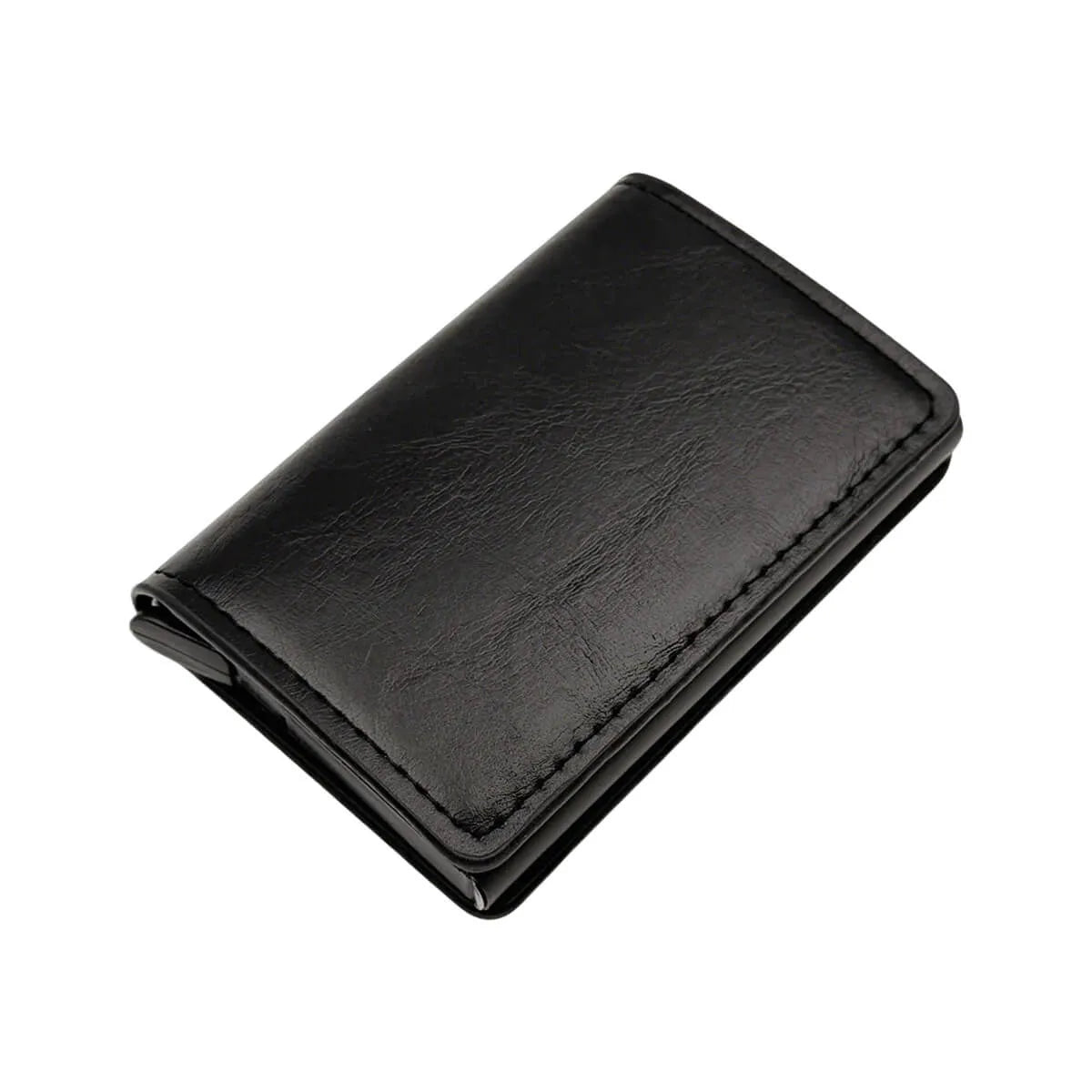 Buy Men's wallet with multiple card slots, automatic pop-up metal card box, RFID anti-theft brush, carbon fiber card holder - MINI BIFOLD WALLET at Caseles-Black, 