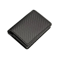 Buy Men's wallet with multiple card slots, automatic pop-up metal card box, RFID anti-theft brush, carbon fiber card holder - MINI BIFOLD WALLET at Caseles-Black Carbon, 