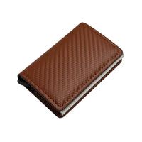 Buy Men's wallet with multiple card slots, automatic pop-up metal card box, RFID anti-theft brush, carbon fiber card holder - MINI BIFOLD WALLET at Caseles-Bronze Carbon, 