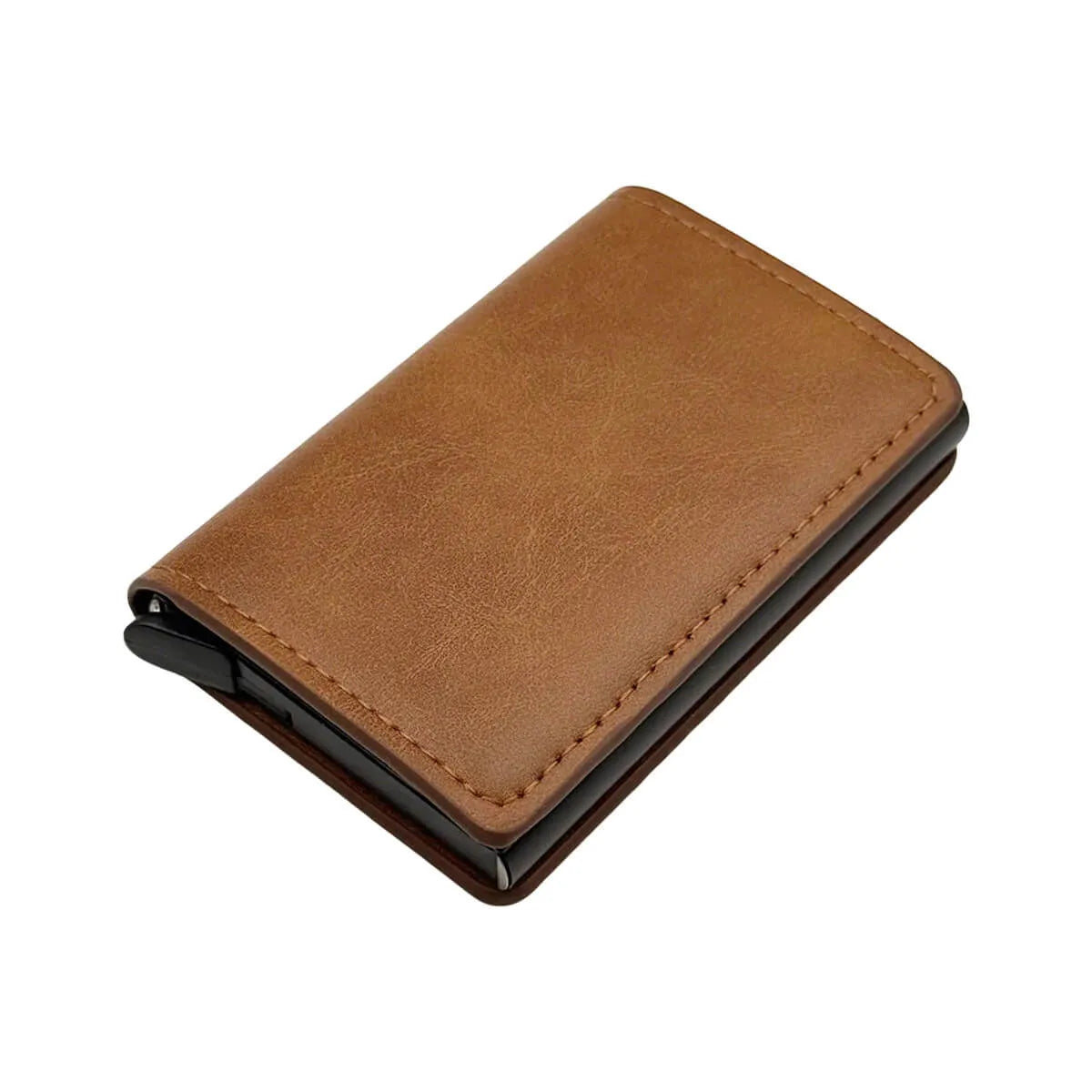Buy Men's wallet with multiple card slots, automatic pop-up metal card box, RFID anti-theft brush, carbon fiber card holder - MINI BIFOLD WALLET at Caseles-Brown, 