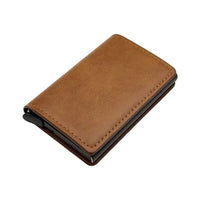 Buy Men's wallet with multiple card slots, automatic pop-up metal card box, RFID anti-theft brush, carbon fiber card holder - MINI BIFOLD WALLET at Caseles-Brown, 