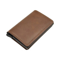 Buy Men's wallet with multiple card slots, automatic pop-up metal card box, RFID anti-theft brush, carbon fiber card holder - MINI BIFOLD WALLET at Caseles-Khaki, 