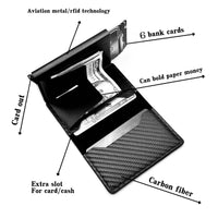 Buy Men's wallet with multiple card slots, automatic pop-up metal card box, RFID anti-theft brush, carbon fiber card holder - MINI BIFOLD WALLET at Caseles-Khaki, 