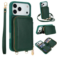Buy Classic Crossbody Wallet Phone Case, Premium Leather, Credit Card Holder, Zipper Pocket Purse Handbag, Kickstand Shockproof Case - MIREYA at Caseles-iPhone 17 Pro Max, Mireya-Black