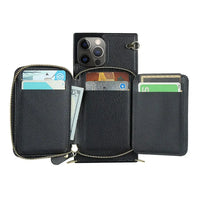 Buy Classic Crossbody Wallet Phone Case, Premium Leather, Credit Card Holder, Zipper Pocket Purse Handbag, Kickstand Shockproof Case - MIREYA at Caseles-iPhone 17 Pro Max, Mireya-Black