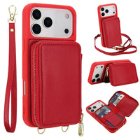Buy Classic Crossbody Wallet Phone Case, Premium Leather, Credit Card Holder, Zipper Pocket Purse Handbag, Kickstand Shockproof Case - MIREYA at Caseles-iPhone 17 Pro Max, Mireya-Black