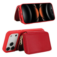 Buy Classic Crossbody Wallet Phone Case, Premium Leather, Credit Card Holder, Zipper Pocket Purse Handbag, Kickstand Shockproof Case - MIREYA at Caseles-iPhone 17 Pro Max, Mireya-Black