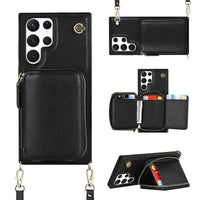 Buy Classic Crossbody Wallet Phone Case, Premium Leather, Credit Card Holder, Zipper Pocket Purse Handbag, Kickstand Shockproof Case - MOHINI at Caseles-Samsung Galaxy S25 Ultra, Mireya-Black