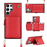 Buy Classic Crossbody Wallet Phone Case, Premium Leather, Credit Card Holder, Zipper Pocket Purse Handbag, Kickstand Shockproof Case - MOHINI at Caseles-Samsung Galaxy S25 Ultra, Mireya-Red