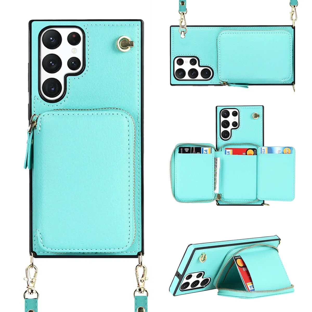 Buy Classic Crossbody Wallet Phone Case, Premium Leather, Credit Card Holder, Zipper Pocket Purse Handbag, Kickstand Shockproof Case - MOHINI at Caseles-Samsung Galaxy S25 Ultra, Mohini-Blue