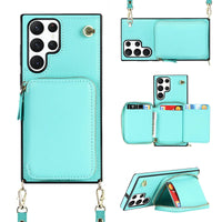 Buy Classic Crossbody Wallet Phone Case, Premium Leather, Credit Card Holder, Zipper Pocket Purse Handbag, Kickstand Shockproof Case - MOHINI at Caseles-Samsung Galaxy S25 Ultra, Mohini-Blue