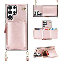 Buy Classic Crossbody Wallet Phone Case, Premium Leather, Credit Card Holder, Zipper Pocket Purse Handbag, Kickstand Shockproof Case - MOHINI at Caseles-Samsung Galaxy S25 Ultra, Mohini-Pink