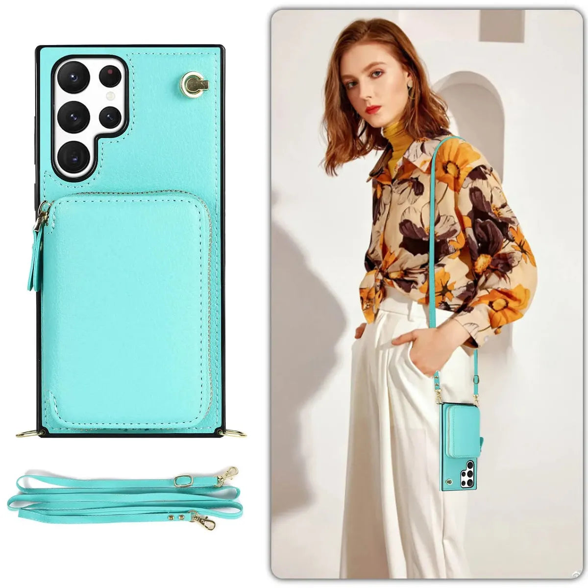Buy Classic Crossbody Wallet Phone Case, Premium Leather, Credit Card Holder, Zipper Pocket Purse Handbag, Kickstand Shockproof Case - MOHINI at Caseles-Samsung Galaxy S25 Ultra, Mohini-Purple
