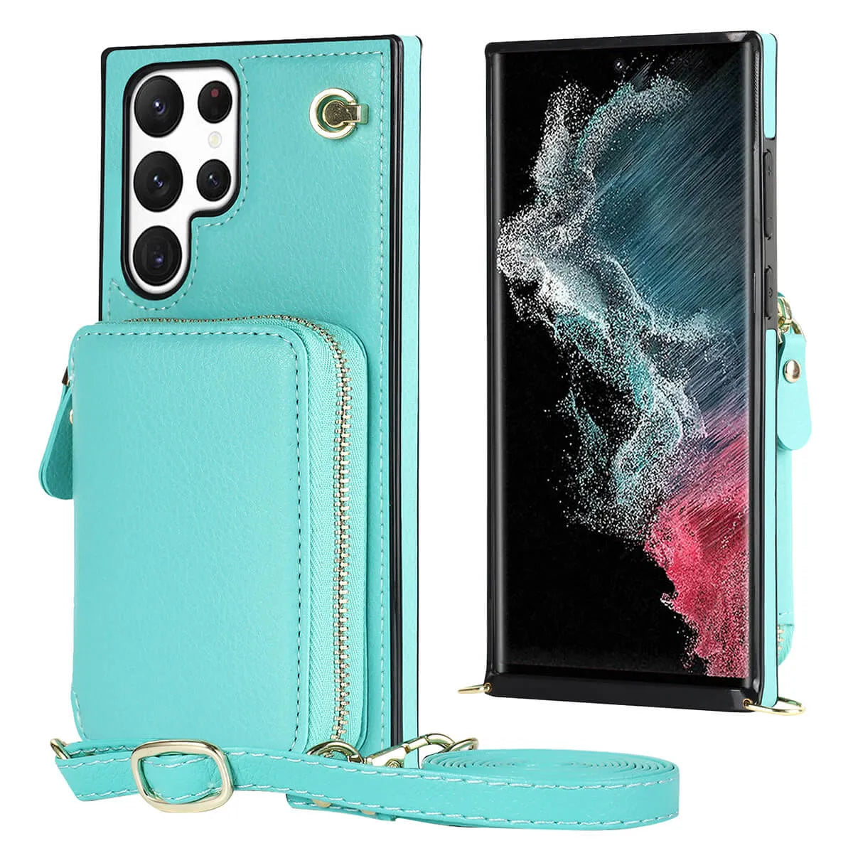 Buy Classic Crossbody Wallet Phone Case, Premium Leather, Credit Card Holder, Zipper Pocket Purse Handbag, Kickstand Shockproof Case - MOHINI at Caseles-Samsung Galaxy S25 Ultra, Mohini-Purple