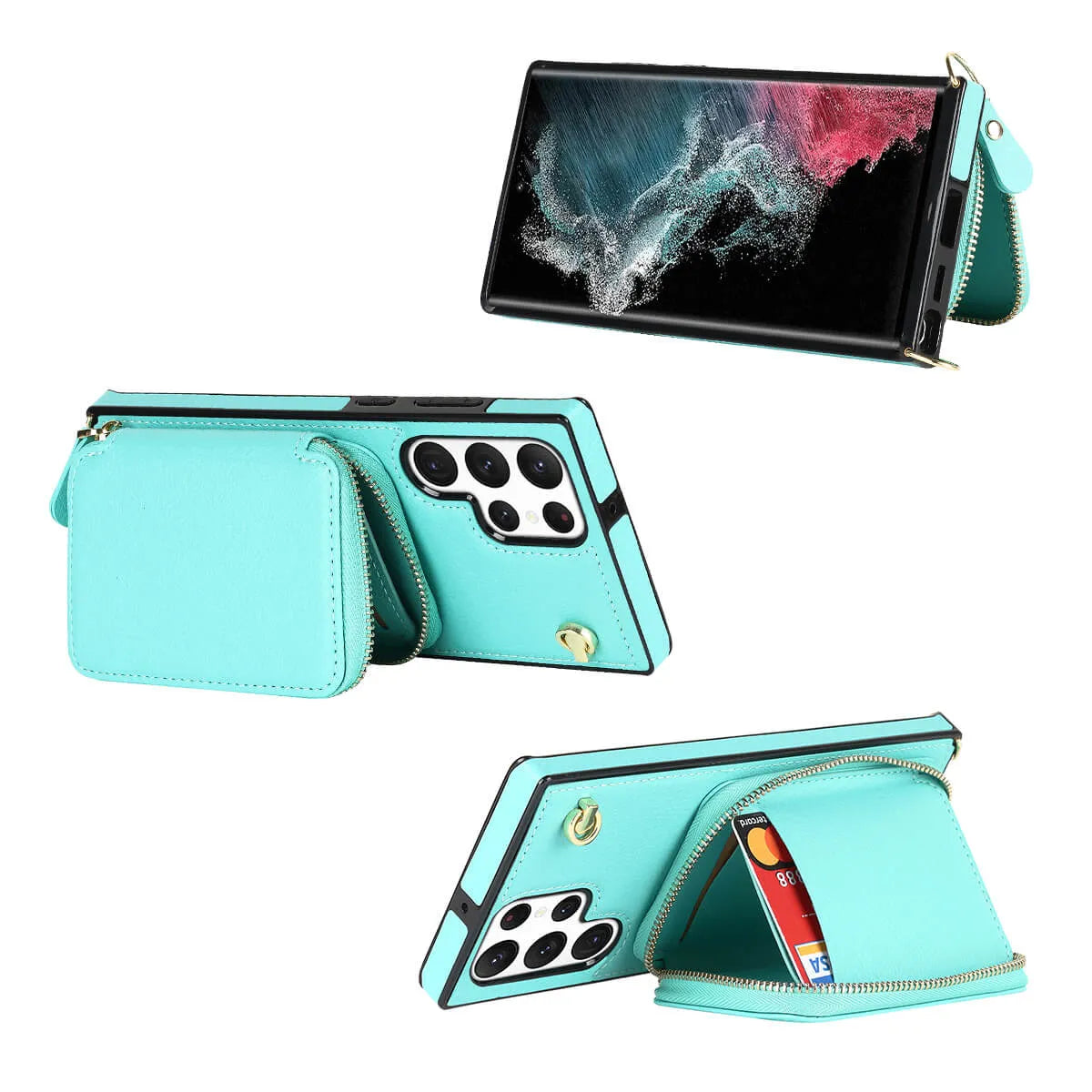 Buy Classic Crossbody Wallet Phone Case, Premium Leather, Credit Card Holder, Zipper Pocket Purse Handbag, Kickstand Shockproof Case - MOHINI at Caseles-Samsung Galaxy S25 Ultra, Mohini-Purple