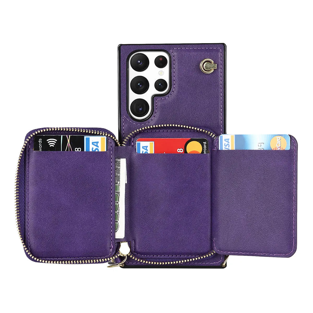 Buy Classic Crossbody Wallet Phone Case, Premium Leather, Credit Card Holder, Zipper Pocket Purse Handbag, Kickstand Shockproof Case - MOHINI at Caseles-Samsung Galaxy S25 Ultra, Mohini-Purple