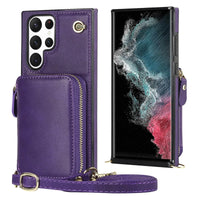 Buy Classic Crossbody Wallet Phone Case, Premium Leather, Credit Card Holder, Zipper Pocket Purse Handbag, Kickstand Shockproof Case - MOHINI at Caseles-Samsung Galaxy S25 Ultra, Mohini-Purple