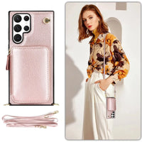 Buy Classic Crossbody Wallet Phone Case, Premium Leather, Credit Card Holder, Zipper Pocket Purse Handbag, Kickstand Shockproof Case - MOHINI at Caseles-Samsung Galaxy S25 Ultra, Mohini-Purple