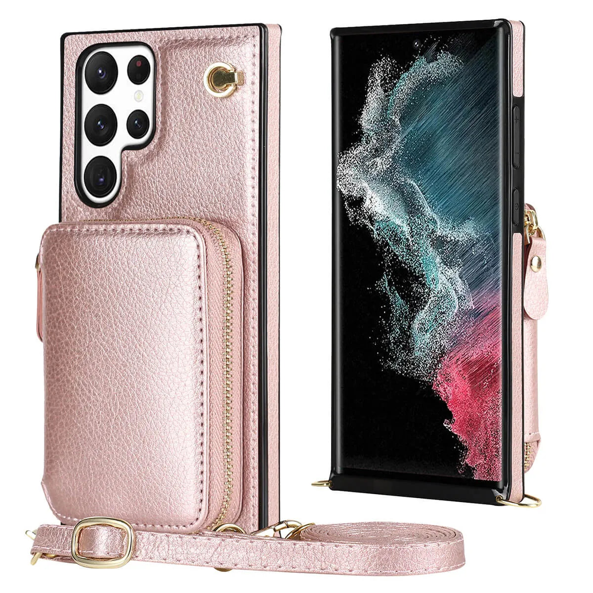 Buy Classic Crossbody Wallet Phone Case, Premium Leather, Credit Card Holder, Zipper Pocket Purse Handbag, Kickstand Shockproof Case - MOHINI at Caseles-Samsung Galaxy S25 Ultra, Mohini-Purple