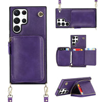 Buy Classic Crossbody Wallet Phone Case, Premium Leather, Credit Card Holder, Zipper Pocket Purse Handbag, Kickstand Shockproof Case - MOHINI at Caseles-Samsung Galaxy S25 Ultra, Mohini-Purple
