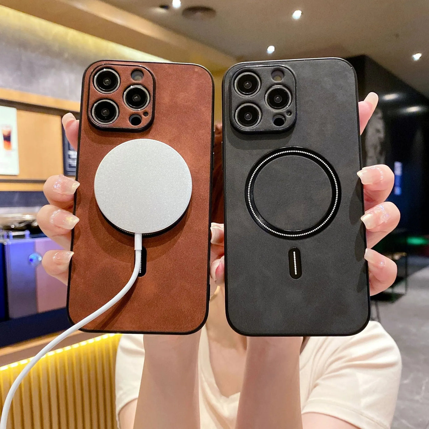 Buy Caseles MagSafe-compatible Ultra-Soft Nappa Leather with SnapLock Technology,Nappa at Caseles-iPhone 16 Pro Max, Brown