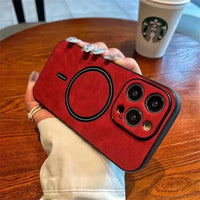 Buy Caseles MagSafe-compatible Ultra-Soft Nappa Leather with SnapLock Technology,Nappa at Caseles-iPhone 16 Pro Max, Red
