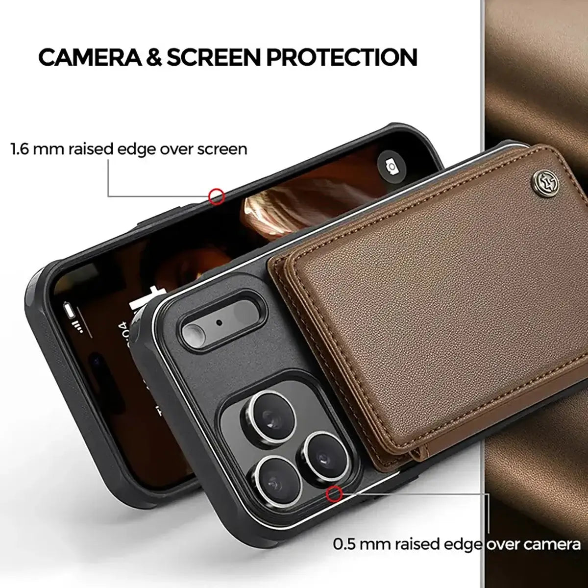 Buy Leather Flip Folio Phone Wallet Case, Magnetic Snap & RFID Blocking Card Slots, Kickstand Shockproof Protective Cover - NASH at Caseles-iPhone 17 Pro Max, Nash-Black