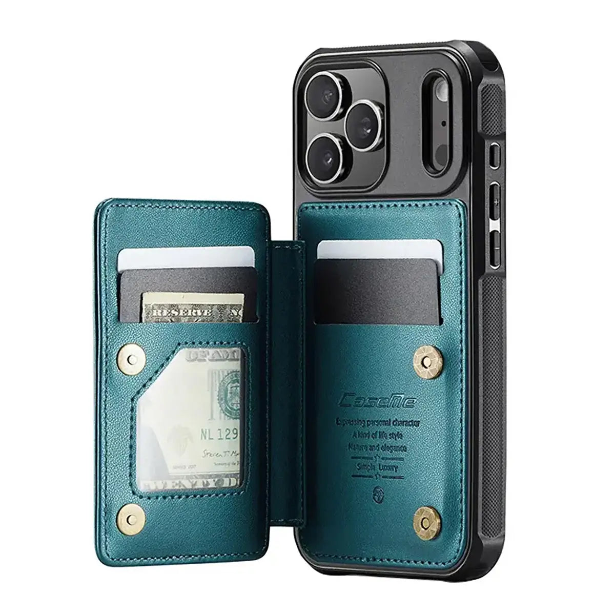 Buy Leather Flip Folio Phone Wallet Case, Magnetic Snap & RFID Blocking Card Slots, Kickstand Shockproof Protective Cover - NASH at Caseles-iPhone 17 Pro Max, Nash-Black